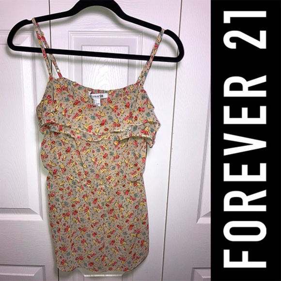 FOREVER 21--FLORAL CHIFFON CAMI - Picture 1 of 5